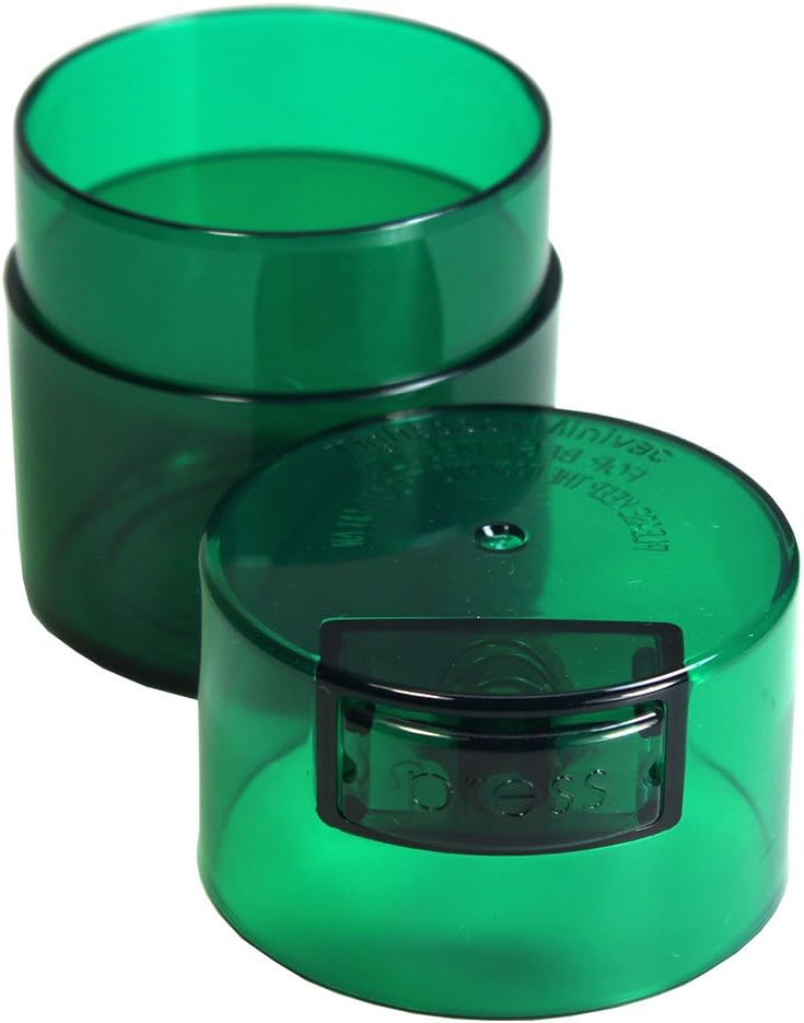 Minivac - 10g to 30 grams Airtight Multi-Use Vacuum Seal Portable Storage Container for Dry Goods, Food, and Herbs - Green Clear