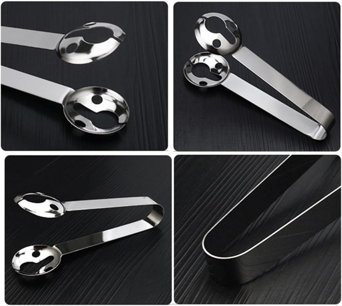 BESTOYARD 2 Pcs Stainless Steel Tea Bag Holder Spoon with Ergonomic Handle, Heat Resistant Fruit Tea Squeezer and Ice Cube Tongs for Home Kitchen and Bar, Machine Washable round Design