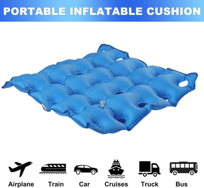2-Pack Inflatable Waffle Cushion for Pressure Relief, Wheelchair Cushion for Pressure Redistribution, Portable Air Seat Cushions for Office Chair Car Seat, Breathable Seat Pad, Includes 1 Air Pumps