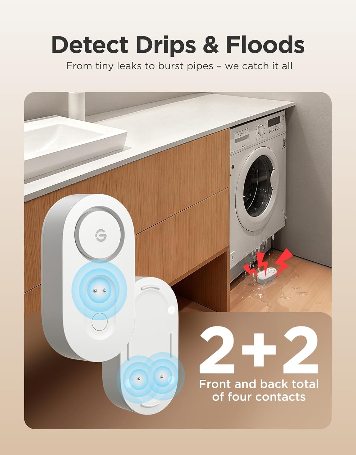 GoveeLife Upgraded Smart Water Leak Detector 1s with High Alarm, 4 Pack | 1804ft Ultra-Long Range, WiFi Water Sensor with SMS/Email/APP Push, 5Yr Battery Life,IP67, Suit for Home, Basement, Kitchen