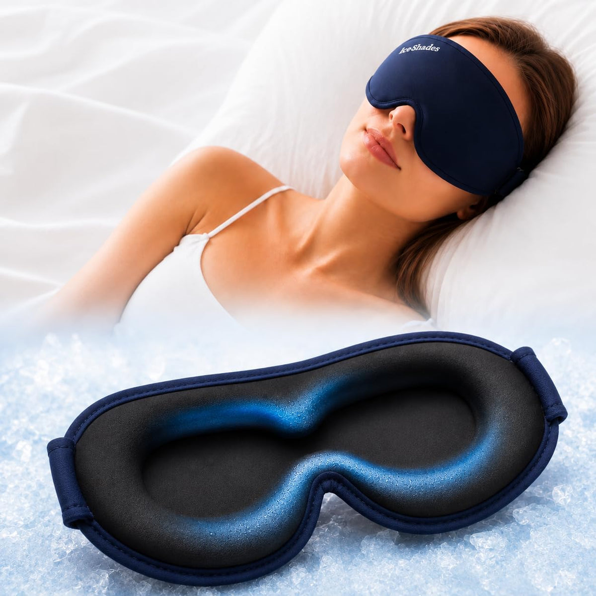 IceShades Cooling Gel Eye Mask for Migraine & Hangover Relief, Blue
