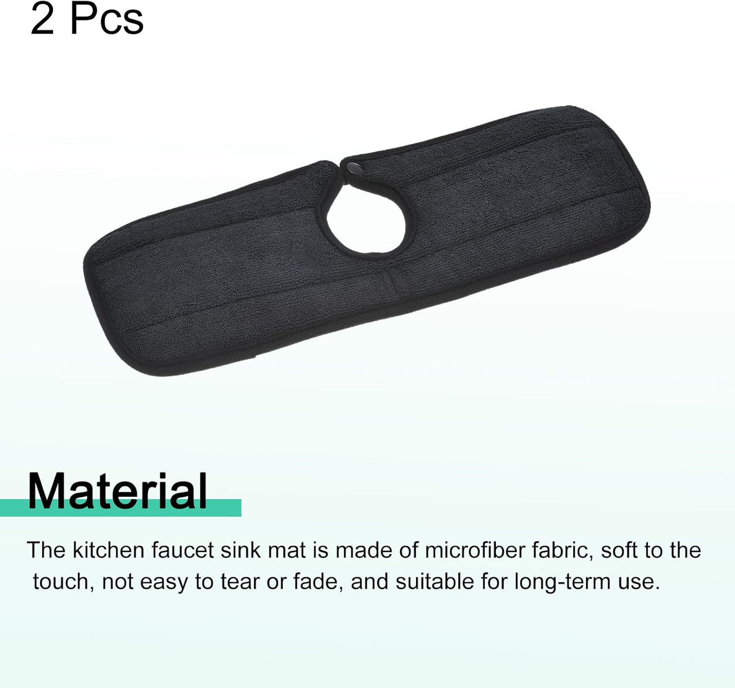 uxcell Kitchen Sink Splash Guard, 2pcs Microfiber Faucet Absorbent Mat, Machine Washable Drip Catcher and Dish Drying Mats for Kitchen, Bathroom, Bar, Black