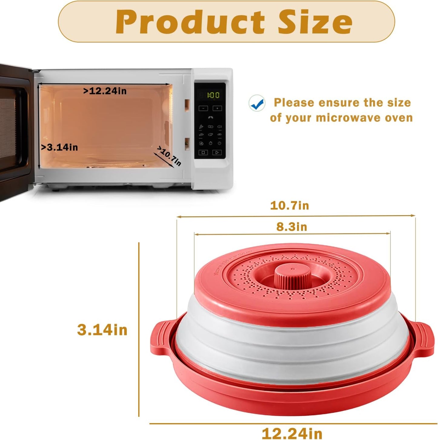 Microwave Splatter Cover with Anti-Scald Tray, 10.7" Collapsible - Red | Collapsible microwave food cover with an anti-scald tray. Fits most plates up to 10.7 inches and helps reduce food splatter.