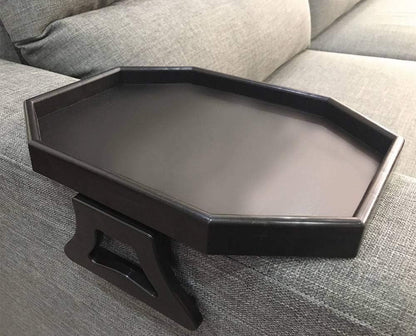 Sofa Arm Clip Table, Armrest Tray Table, Drinks/Remote Control/Snacks Holder … (Platic, Brown)