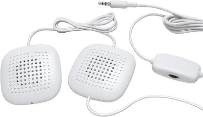 Sound Oasis Pillow Speakers, 2 UltraThin Stereo Speakers, Volume Control, Surround Sound for Music, Sleep, Tinnitus Masking, Connect to External Sound Source with 1/8" 3.5mm Headphone Jack Plug, White