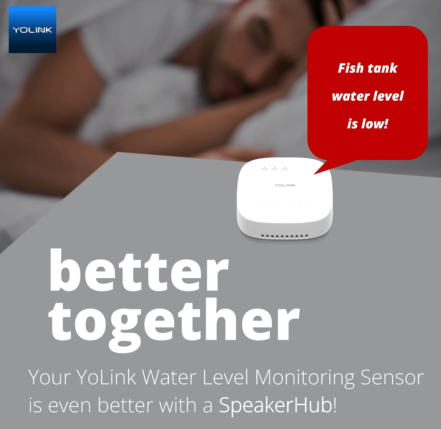 YoLink LoRa Smart Water Level Monitoring Sensor, Wireless Battery-Powered Float Switch Alarm, Sump Pump Alarm, AC Condensate Overflow, Tank Level, Toilet Leak Sensor, 105dB Siren, YoLink Hub Required