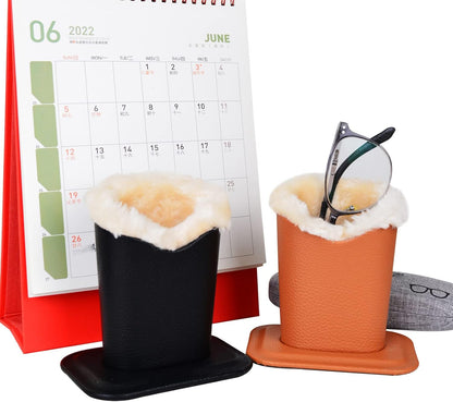 Baitaihem Pack of 2 Plush Lined Eyeglasses Holder Stand Protective Glasses Case For Desks Or Nightstands