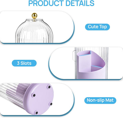 Toothbrush Holders with Cover Toothpaste Organizer for Bathroom, White | 360° Rotating, Dustproof Sliding Lid, Drainage Holes, Waterproof, for Kids Electric Toothbrush Makeup Brush Storage