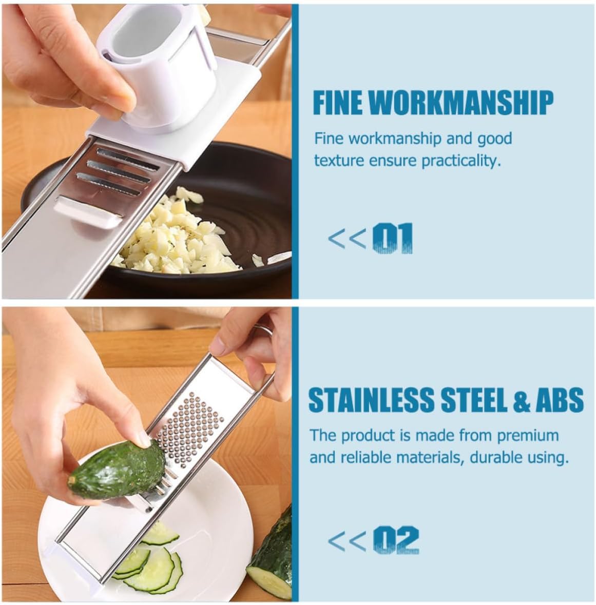 PATKAW Multi-functional Cheese Grater with Hand Guard, Stainless Steel Abs Food Grating Tool, Finger Protective Tool for Vegetables and Carrots, Sturdy Kitchen Grater for Safe Food
