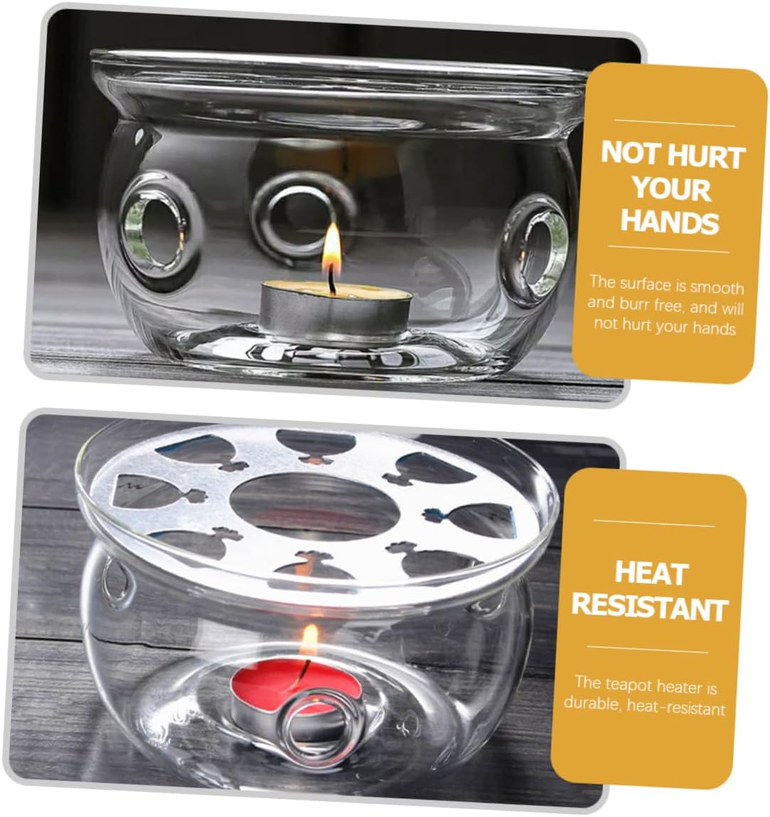 COLLBATH High Borosilicate Glass Teapot Warmer Base Heat Resistant Features for Home Use Decorative Candle Stand Tea Rack
