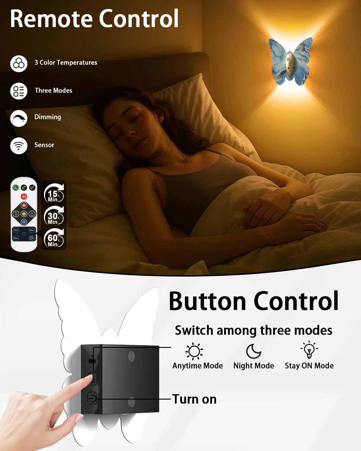Eneru Motion Sensor Wall Sconce Set of 2, Rechargeable Wall Lights, Indoor