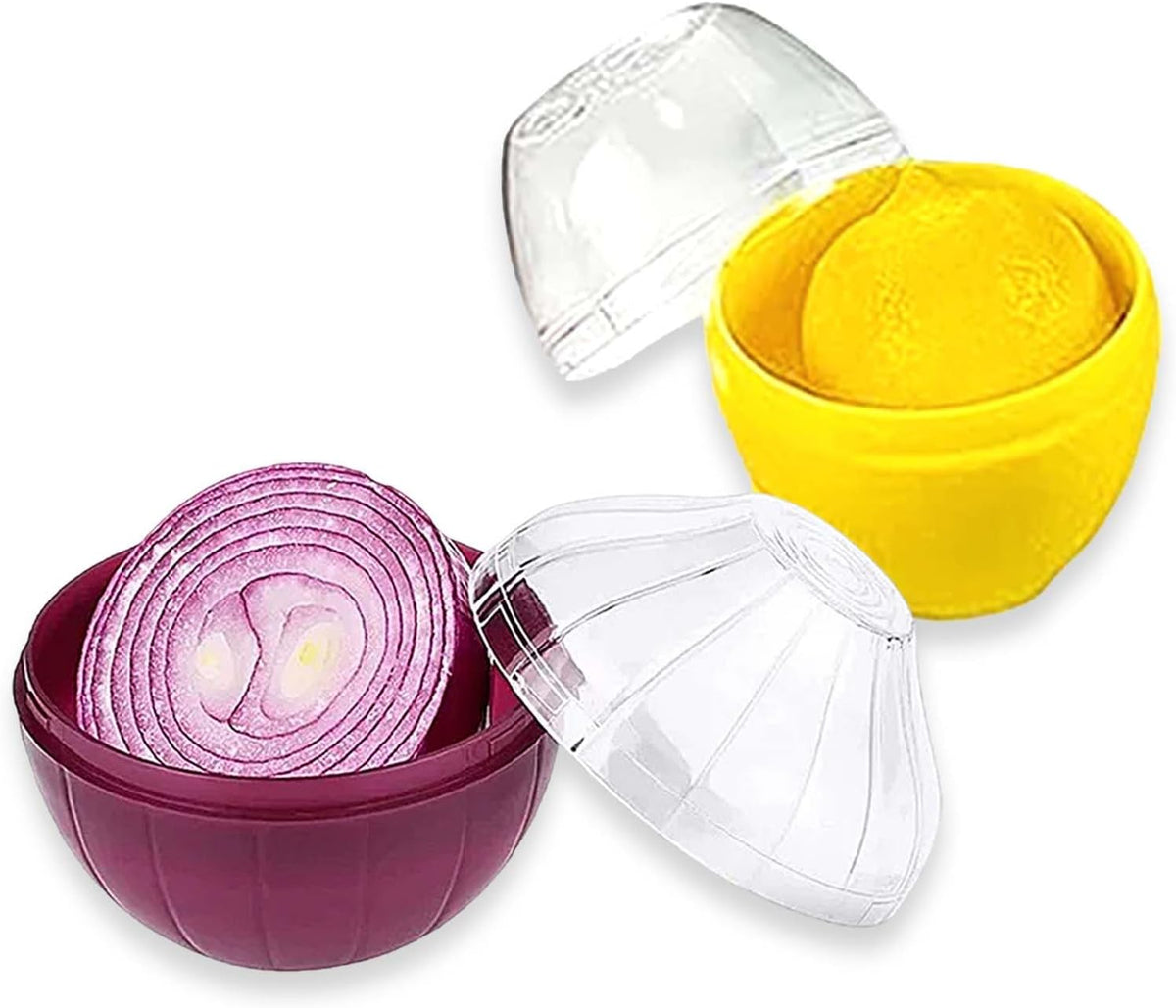 2PCS Tomato and Onion Storage Containers with Peeler, Freshness Keepers for Onion and Tomato, Ideal for Fridge Vegetable Crisper, Keeps Food Fresh Longer