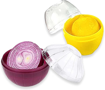 2PCS Tomato and Onion Storage Containers with Peeler, Freshness Keepers for Onion and Tomato, Ideal for Fridge Vegetable Crisper, Keeps Food Fresh Longer