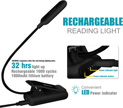 VAVOFO Rechargeable Reading Light, Clip on Book Light for Reading in Bed