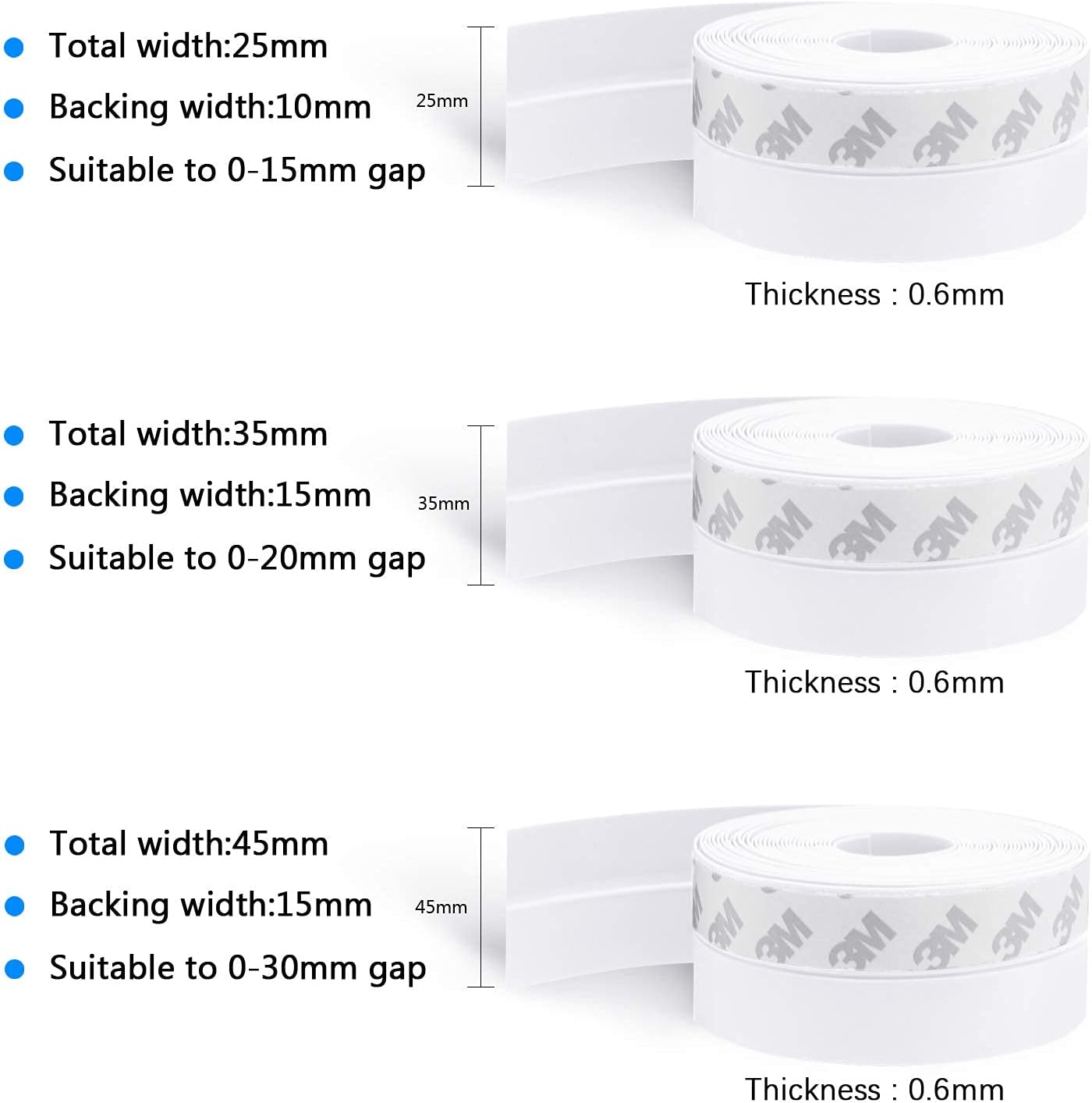 TAROSE Weather Stripping Door Seal, 33 Feet Long Transparent (Width 25mm) | Shower Door Seal Strip, Adhesive Silicone Tape, Door Draft Stopper, Blocks Drafts and Noise, for Doors & Windows