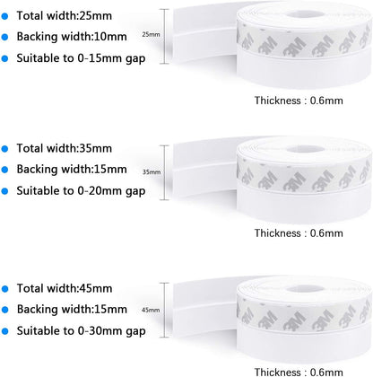 TAROSE Weather Stripping Door Seal, 33 Feet Long Transparent (Width 25mm) | Shower Door Seal Strip, Adhesive Silicone Tape, Door Draft Stopper, Blocks Drafts and Noise, for Doors & Windows