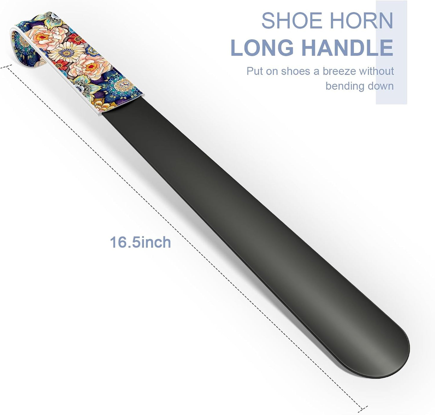 16.5 Inch Long Handle Shoe Horn for Seniors Men Women Kids, Metal Shoe Horns for Boots
