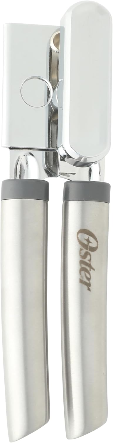 Oster Chadswyck 8” Can Opener, Stainless Steel Manual Can Opener with Soft Grip Handles, Smooth Edge Cutting, Dishwasher Safe