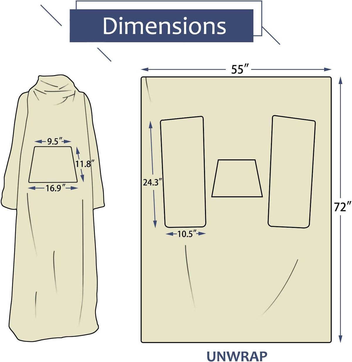 Solaris Wearable Blanket with Sleeves for Adults, Softness Comfort Warmth Fleece Gift for Women Men, Snuggy Body Throw TV Blanket for Home Office Lounge, Gift for Your Lover