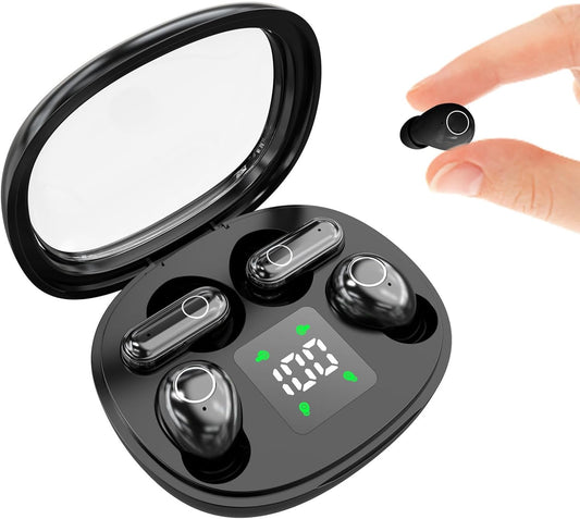 Mini Wireless Sleep Earphones, Designed for Side Sleepers – Invisible Flat Earbuds, Comfortable for Small Ears, Discreet in-Ear Design, Skin-Friendly, Ideal for Women and Work Use (Black)