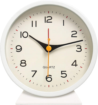 SHISEDECO Small Antique Retro Analog Alarm Clock, 4.5" Desk Clock, Pink | Small Silent Bedside Deskclock with Light Function, Non-Ticking Tableclock Decor for Living Room, Bedroom, Bedside, Shelf