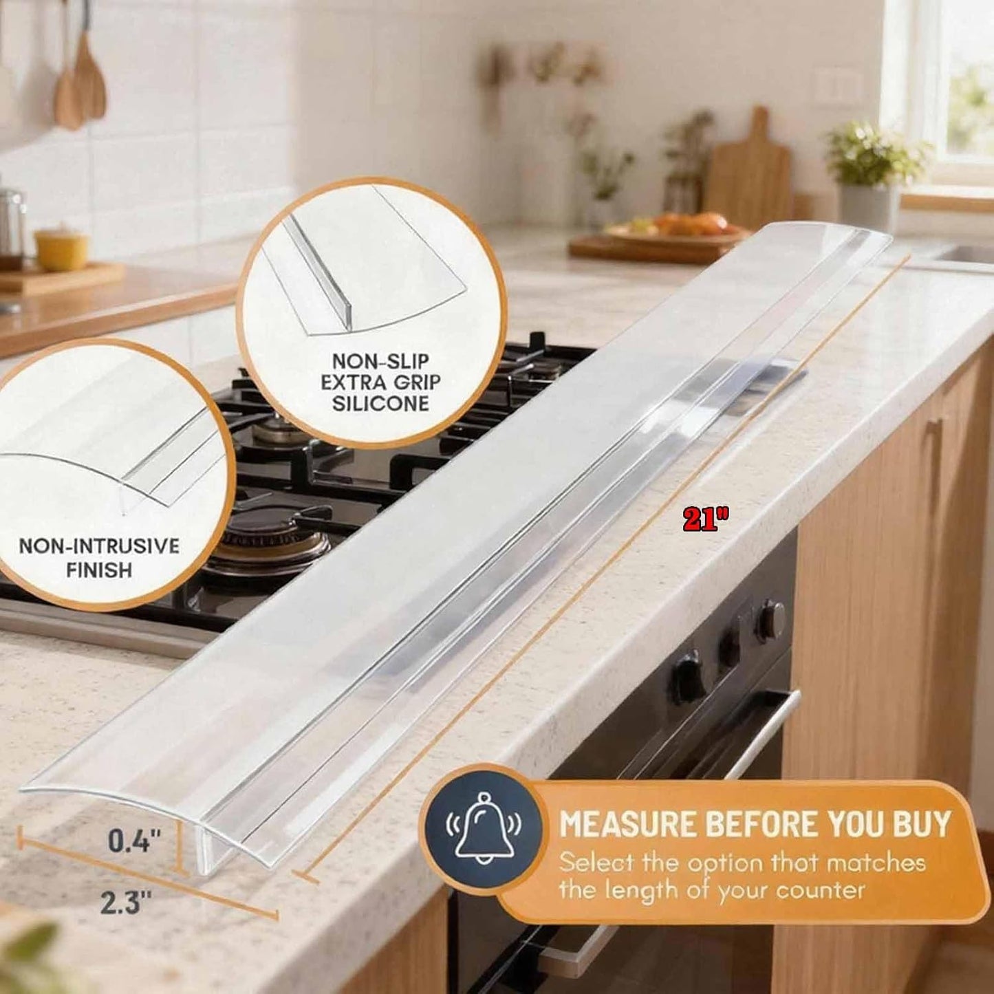 2 Pack Flexible Kitchen Stove Gap Covers, Silicone Gap Fillers(White,25in) | Between Counter and Stovetop,Washer, Oven, Dryer, Easy to Wipe, Food grade silicone material