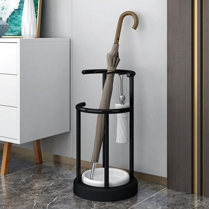 Umbrella Stand with Detachable Drip Tray, Rustproof Entryway Storage Rack | Removable Drip Tray, Rustproof Sturdy Metal, Space-Saving Organizer, Multi-Use for Umbrellas, Easy Install for Home Office
