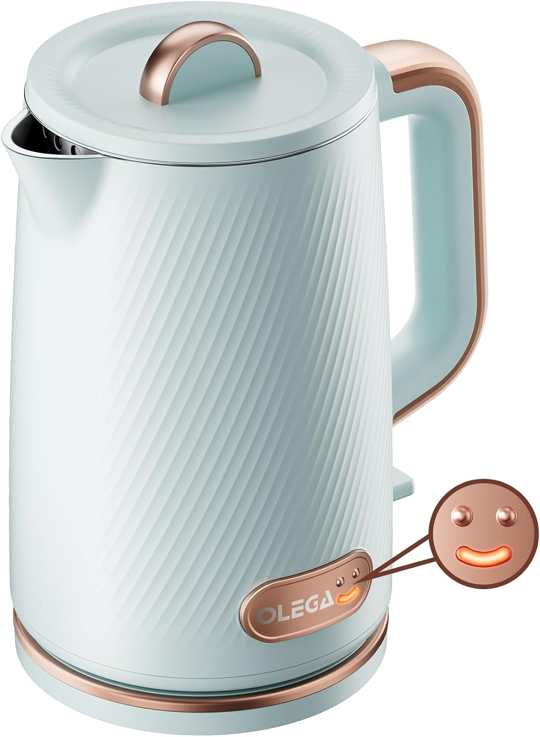 OLEGA Electric Tea Kettle: 1200W Fast Boil Electric Water Kettles 1.5L | Stainless Steel Kettle; Large Electric Water Kettle; Plastic Free Teapot; Auto Shut-Off Water Boiler; Fast Boil Kettles