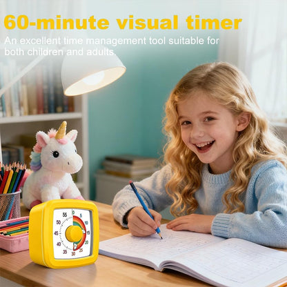 Visual Timer for Kids & Adults, 60 Minute Rainbow Countdown Timer, Time Management Tool for Classroom, Home, Kitchen, Office, School