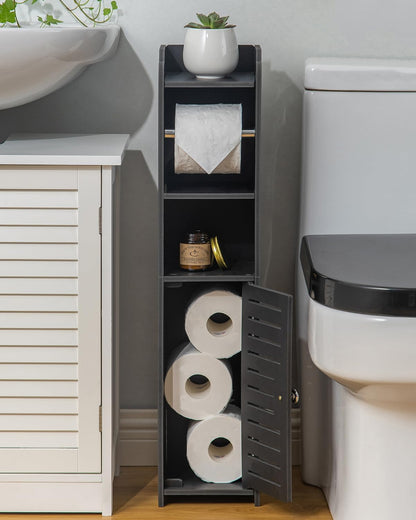 AOJEZOR Toilet Paper Holder Stand: Small Space Bathroom Storage for Renters