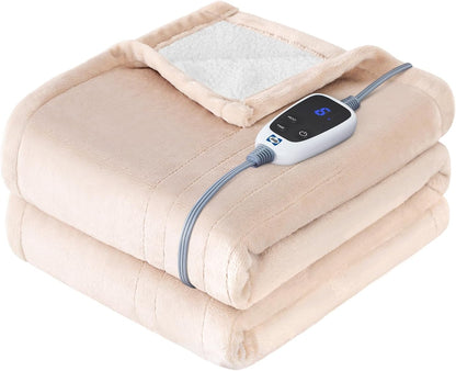 Sealy Electric Throw Blanket Heated Flannel & Sherpa Auto Shutoff 50"x60"