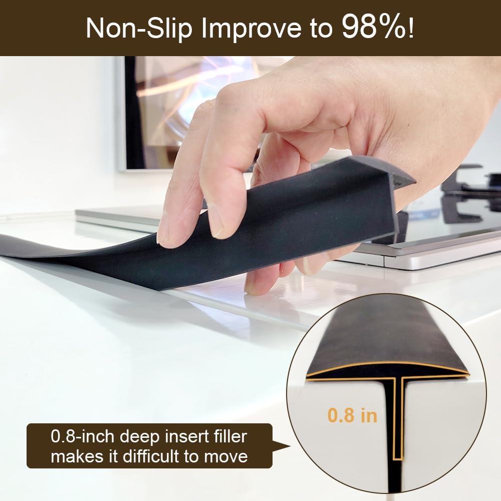 Silicone Stove Counter Gap Cover 30 Inch Side Range Gap Filler 2 Pack Black | Extra long kitchen stove gap covers, 0.2-1 inch gap, heavy 10 oz, cut to size, oven crack guards between stove and counter