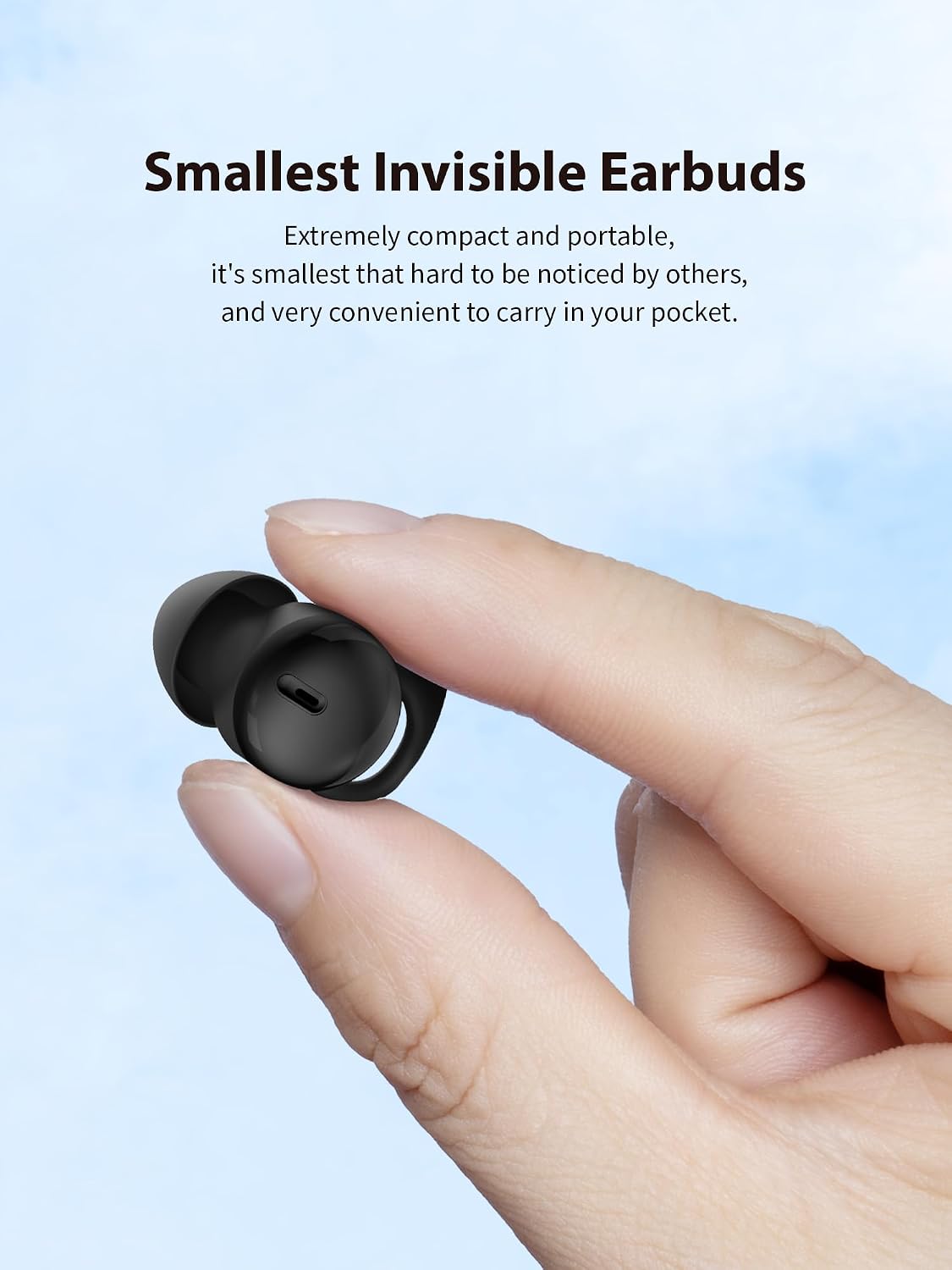 Sleep Headphones, Invisible Sleep Earbuds for Side Sleepers, Small Noise Blocking Sleep Earphones, Bluetooth 5.3 Tiny Hidden Earbuds for Work,Sleeping (Black)