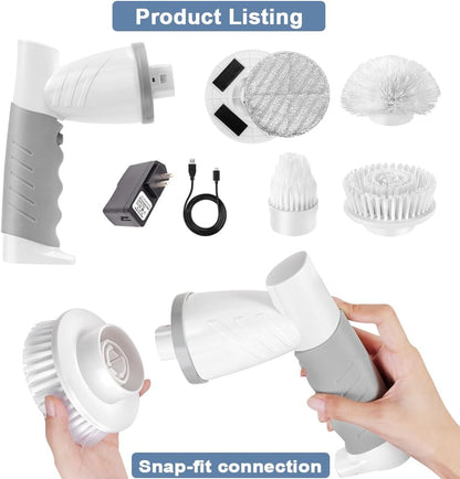 Electric Spin Scrubber, Bathroom Shower Electric Scrubber for Cleaning Tub/Tile/Floor/Sink/Window, Power Cleaning Brush Rechargeable Cordless with 4 Replaceable Cleaner Brush Heads