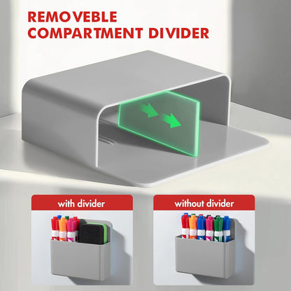 BEYGORM Plastic Magnetic Pen Holder, Powerful Magnet, 2 Pack | Classroom Must Haves, Dry Erase Marker Holder for Whiteboard, School Locker Organizer, Pencil Cup for Refrigerator(Black)