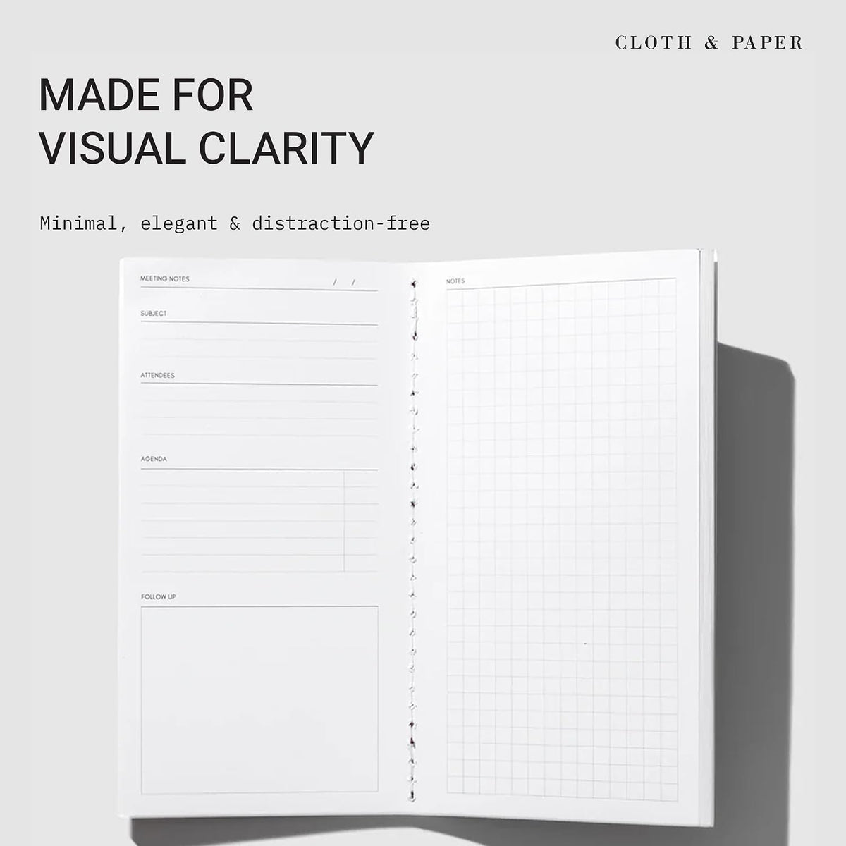 Cloth & Paper Travel Notebook | Daily Wellness Planner – Smoked Salt | Pocket Plus Wellness Planner 3.2" x 6" | Habit Tracker & Self Care Journal for Goals, Gratitude & Reflection – Soft Touch Cover