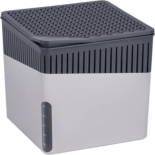 Portable Small Dehumidifier, Compact And Rechargeable, Moisture Absorber For Bathroom, Bedroom, Garage, Closet, 1400 Cubic Feet, 1.1lbs, Gray