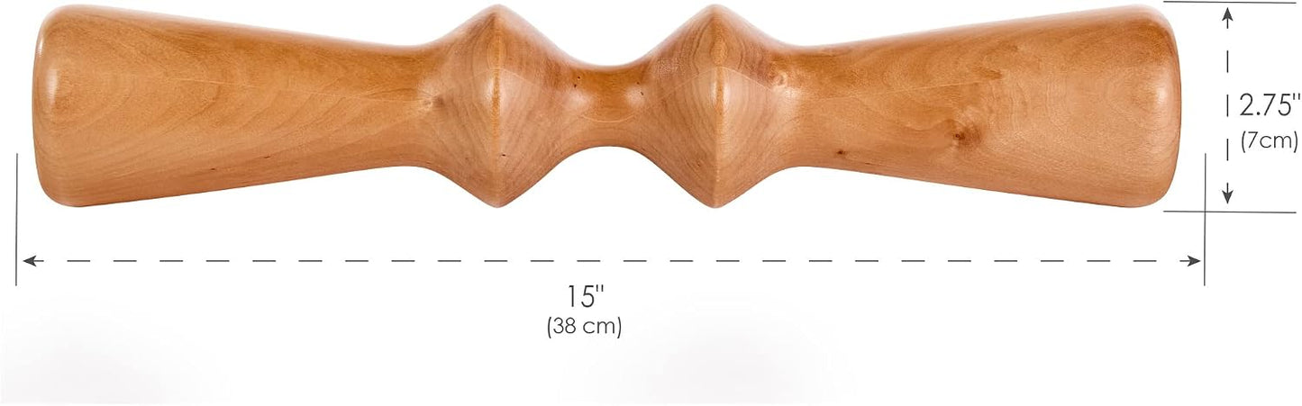 EARTHLITE Wooden Massage Back Roller - Deep Therapeutic Massage Tool, Back Pain Relief & Trigger Point Release (15”)