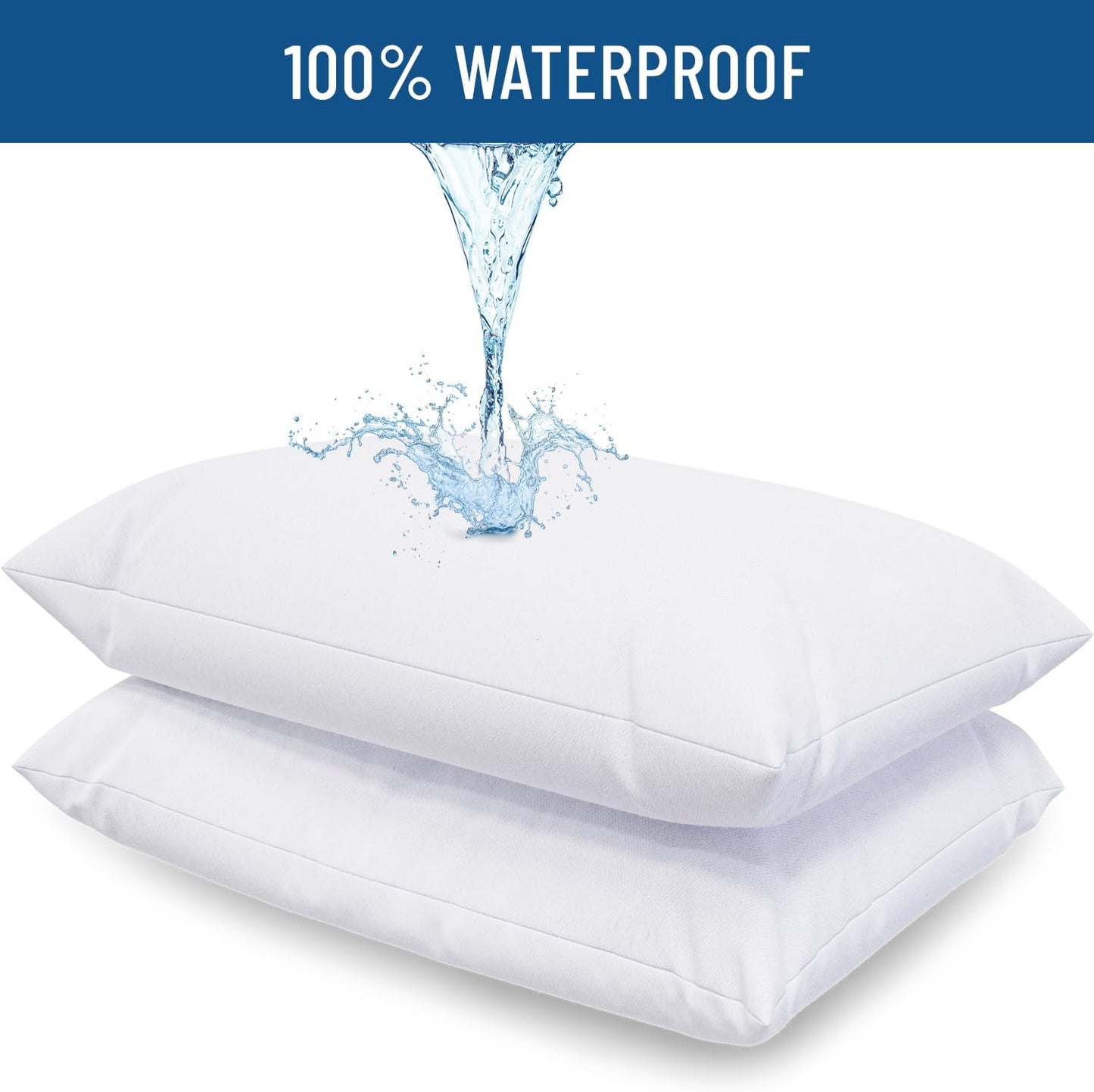 Everlasting Comfort Half Moon Bolster Pillow & Waterproof Pillow Protectors - Luxurious Support, Complete Pillow Protection