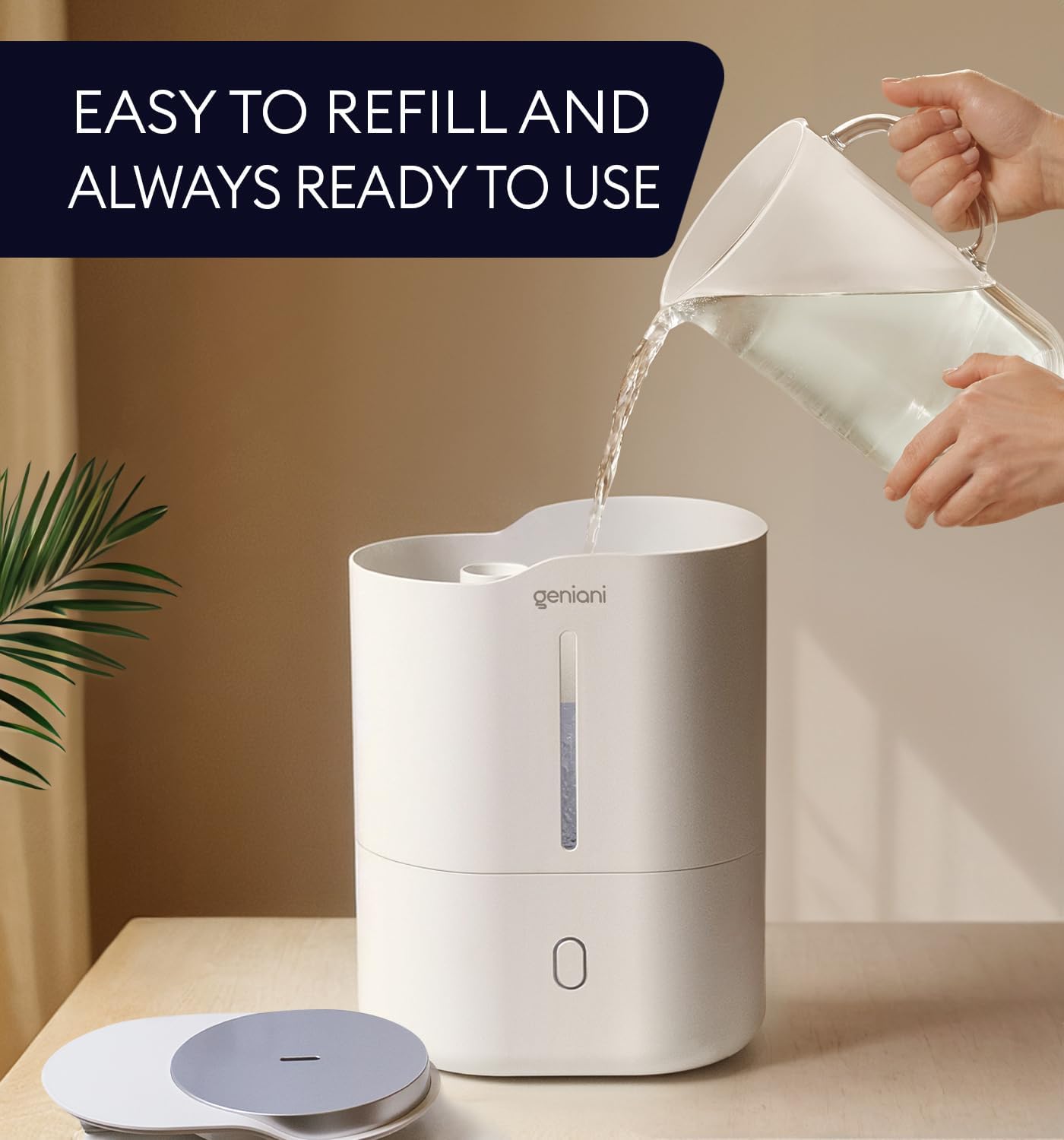 GENIANI Cool Mist Air Humidifiers for Bedroom, Plants, and Large Rooms - Quiet Humidifiers for Baby Room with Auto Shut Off & Night Light (3.9L, White)
