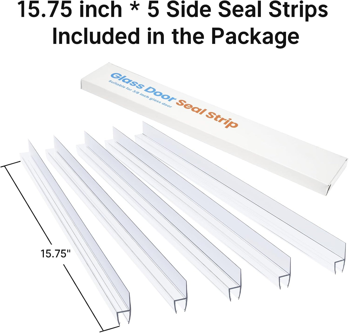 AmazerBath 3-Pack 15.75" Shower Door Bottom Seal for 3/8"(10mm) Glass - 3 Section Segmented Shower Installation Kit Frameless Glass Door Seal Strip