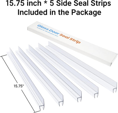 AmazerBath 3-Pack 15.75" Shower Door Bottom Seal for 3/8"(10mm) Glass - 3 Section Segmented Shower Installation Kit Frameless Glass Door Seal Strip