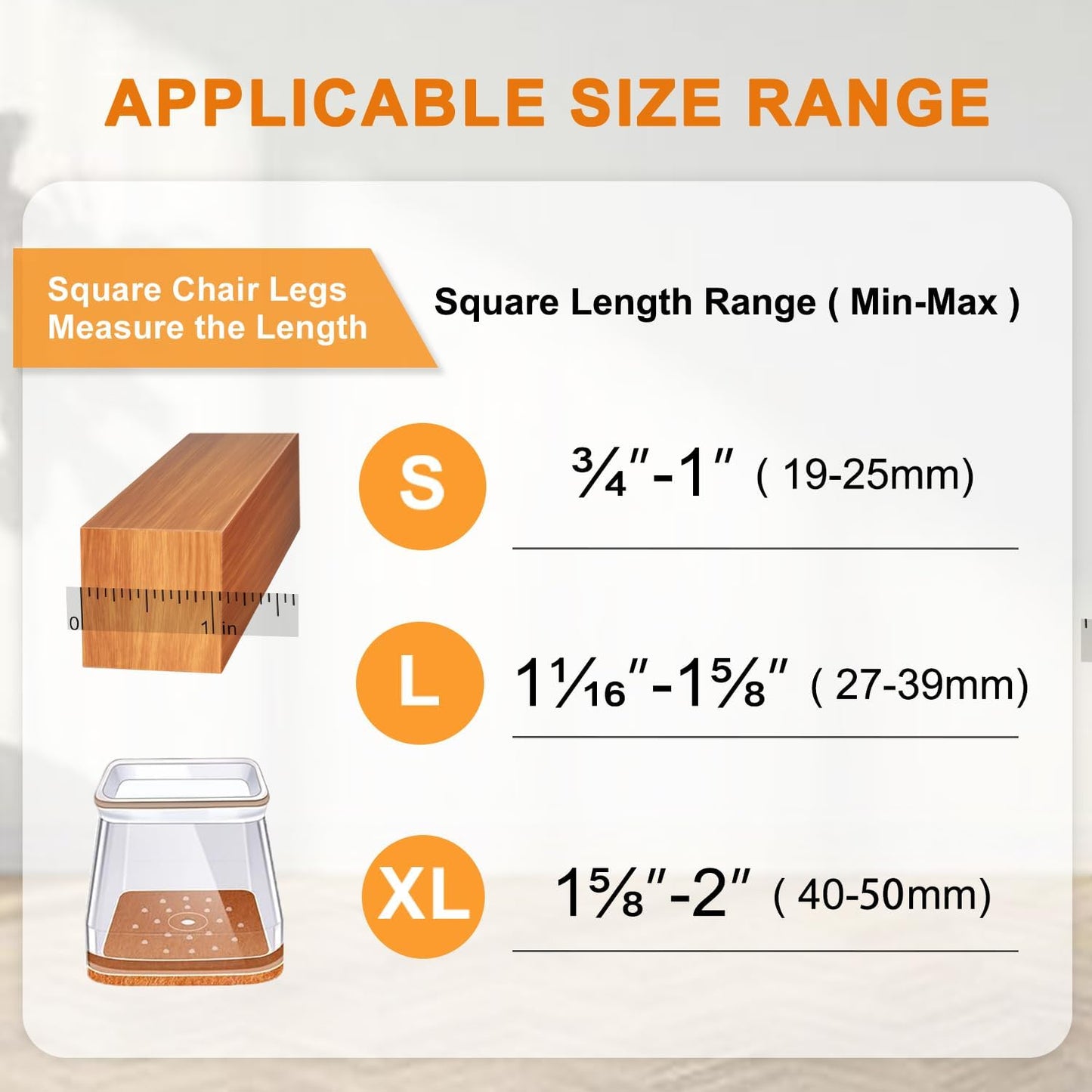 VIUME 24 Pcs Chair Leg Floor Protectors for Hardwood Floors Round | Silicone Covers Felt Pads Furniture Leg Caps Anti-Scratch Reduce Noise Fit (1-5/16" to 2")