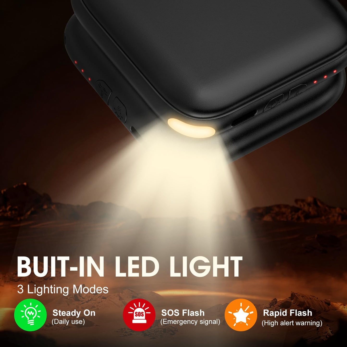Hand Warmers Rechargeable 2 Pack - 6000mAh 3-Temp Fast Heating Electric Hand Warmers with LED Light, UL Certified Portable Pocket Heater, Hunting Essentials, Gifts for Christmas Men Women Teens