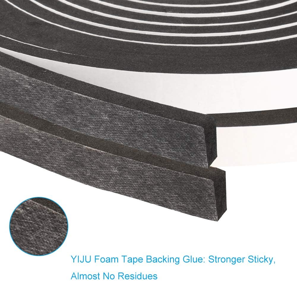 2 Rolls Foam Seal Tape for Door Window Insulation, Soundproof and Shockproof Foam Adhensive Strip, 3/8" Wx3/16 T Single Sided Foam Tape, Cold Air and Draft Closed Cell Seal Strip,Total 32FT