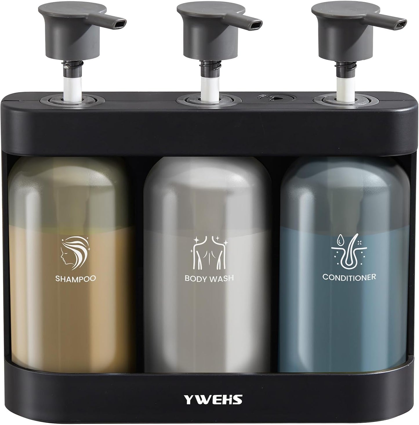 Shampoo and Conditioner Dispenser Shower Soap Dispenser 3 Chamber No Drill Shampoo Dispense for Shower Wall Mounted Shower Shampoo Dispenser 3 Chamber for Bathroom Hotel 3 * 13.37 fl.oz Black