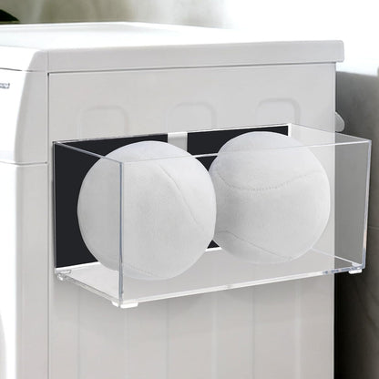 Magnetic Dryer Ball Holder for Laundry Room Organization, Clear Lint Bin with Adhesive Hook, Iron Dryer Ball Container Box for Laundry Room, Office, Bathroom & Craft Supplies, 1Pcs
