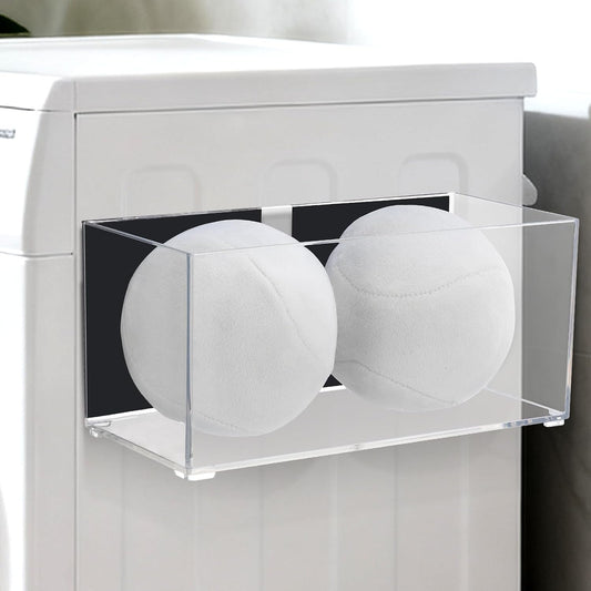 Magnetic Dryer Ball Holder for Laundry Room Organization, Clear Lint Bin with Adhesive Hook, Iron Dryer Ball Container Box for Laundry Room, Office, Bathroom & Craft Supplies, 1Pcs