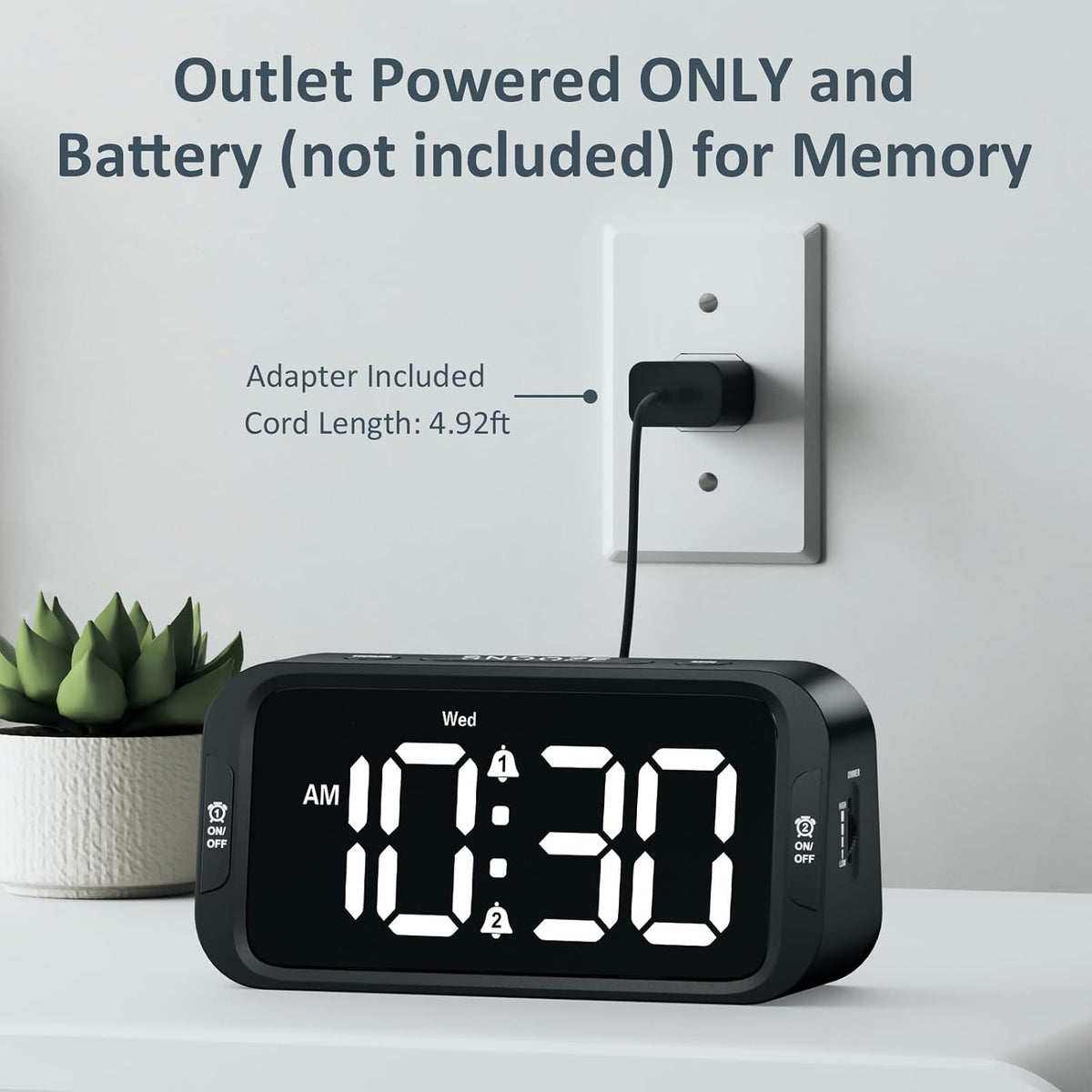 Odokee Digital Dual Alarm Clock for Bedroom with 0-100% Dimmable Display