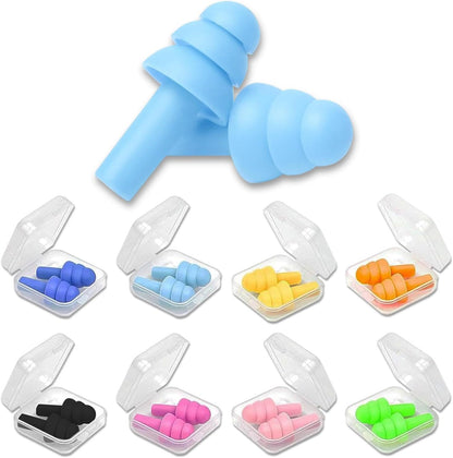 8 Pairs Silicone Earplugs,Noise Reducing Ear Plugs for Sleeping,Swimming,Snoring,Concerts and Loud Events